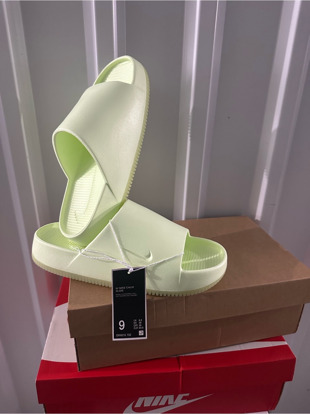 Nike Women's Light Neon Green Slide Sandals